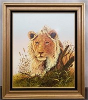 Beautiful Original Oil Of Young Lion by Casandra