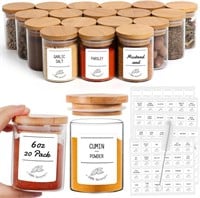 NEW! Glass Spice Jars with Bamboo Lids 6oz