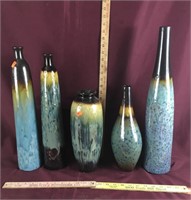 Vintage Ceramic Aqua Blue/green Vases