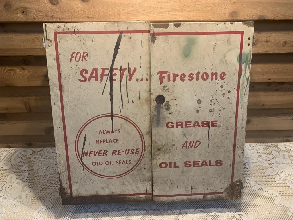 FIRESTONE GREASE AND OIL SEALS METAL CABINET
