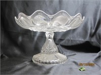 Vtg Crystal Cake Plate Pedestal Bowl