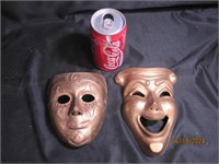 Vtg Brass Solid Comedy Theater Masks (2)