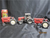 Vtg Ertl Red Diecast Tractor Set Of 3