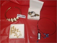 Box lot of 3 chokers and 2 antique necklaces