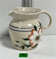 Vtg Handpainted Stoneware Pitcher 5”