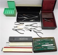 Old Pliers, Watch Tool Parts, Drafting Set