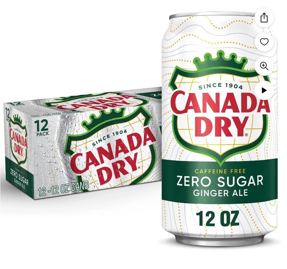 Canada Dry Zero Sugar Ginger Ale Soda 12 Pack Cans