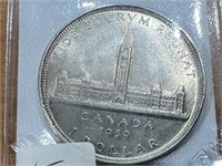 1939 Cdn Silver Dollar -Parliament