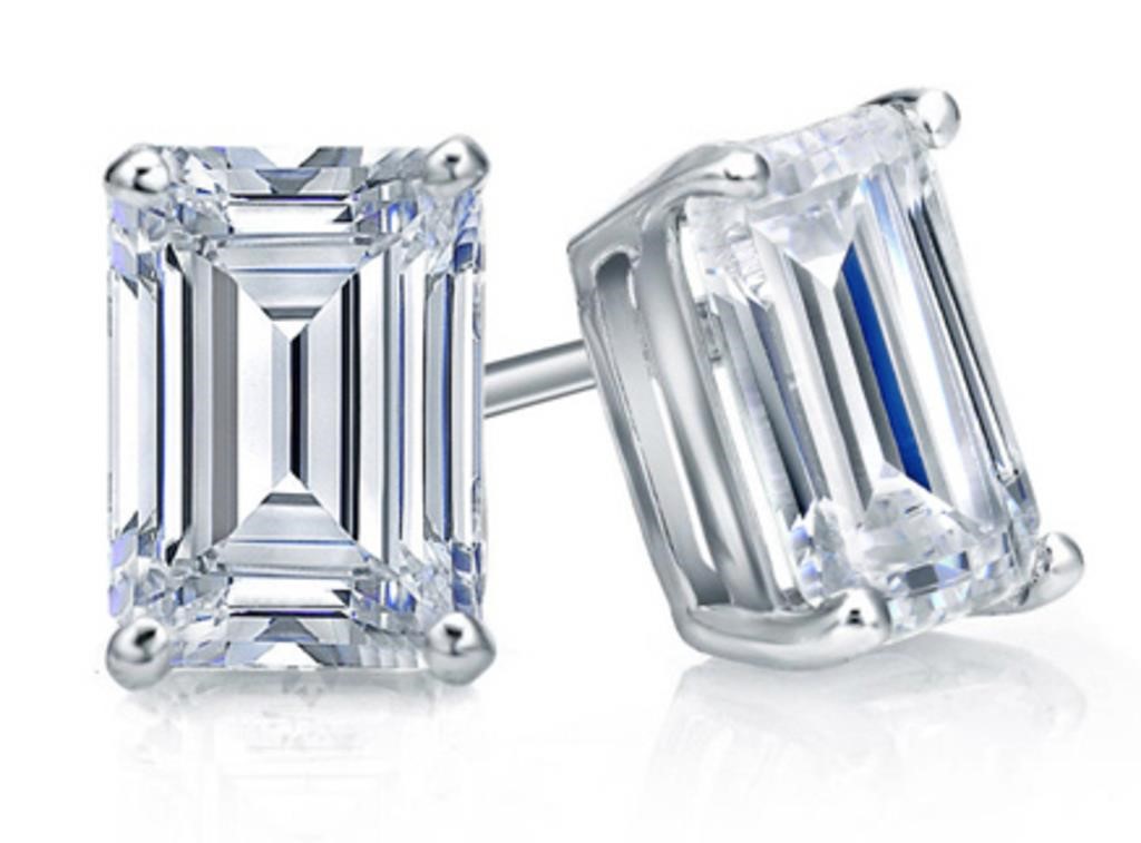 14kt Gold 2.50 ct Emerald Cut Lab Diamond Earrings