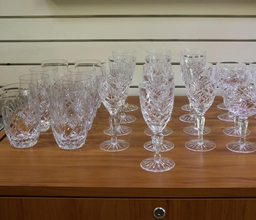 Galway Ashford Cut Irish Crystal Stemware and Barw