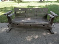 Sturdy outdoor wood swing  bench glider