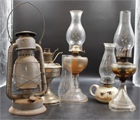 COLLECTION OF OIL LAMPS AND LANTERN