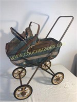 Antique metal childs toy buggy