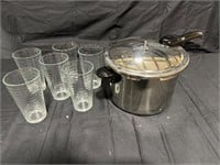 Pressure cooker and drinking glasses