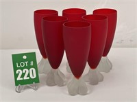 Set of 6 Red Fluted Glasses