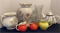 Vintage Creamers, Teapot, Artisan Vase & More