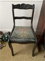 Black  Chair with Stitched Seat (Some wear)