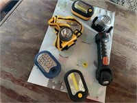 lot of head lamps and flash lights