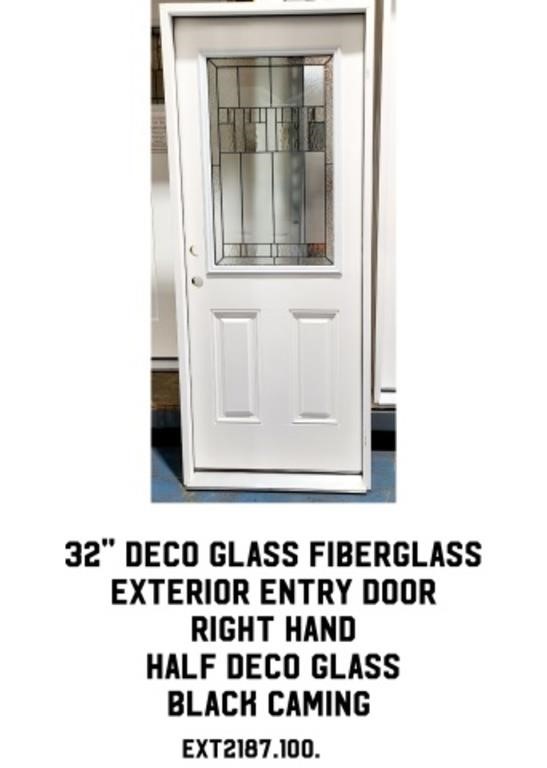 32" RH Deco Glass Fiberglass Ext. Entry Door