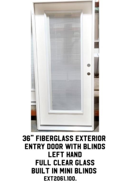 36" LH Fiberglass Ext. Entry Door w/ Blinds