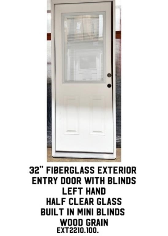 32" LH Fiberglass Ext. Entry Door w/ Blinds