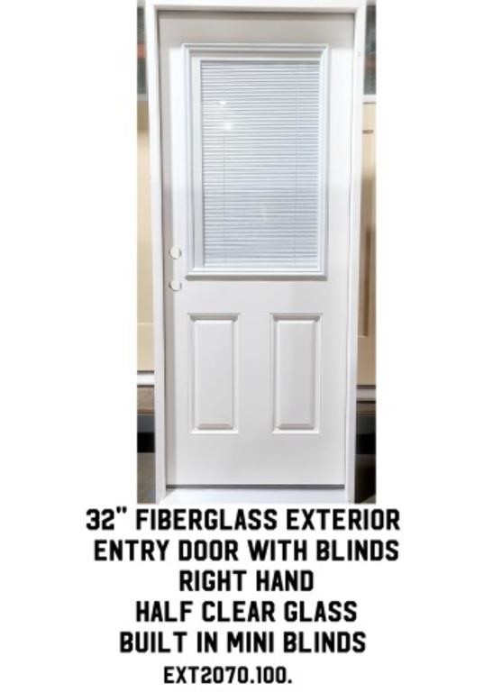 32" RH Fiberglass Ext. Entry Door w/ Blinds