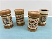 4X ANTIQUE EDISON GOLD MOLDED RECORDS CYLINDERS
