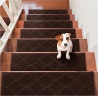 15PCS Low Pile Non Slip Stair Covers, Brown