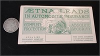 Aetna Leads in Automobile Insurance Ink Blotter.