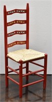 Red Ladderback Rush Seat Chair