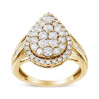 10k Gold-pl. Round 1.52ct Diamond Cocktail Ring