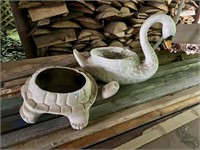 TURTLE AND SWAN PLANTERS