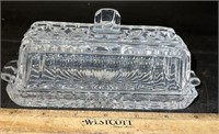 GLASS BUTTER STICK DISH W/COVER