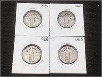 4 Standing Liberty Silver Quarters in Flips