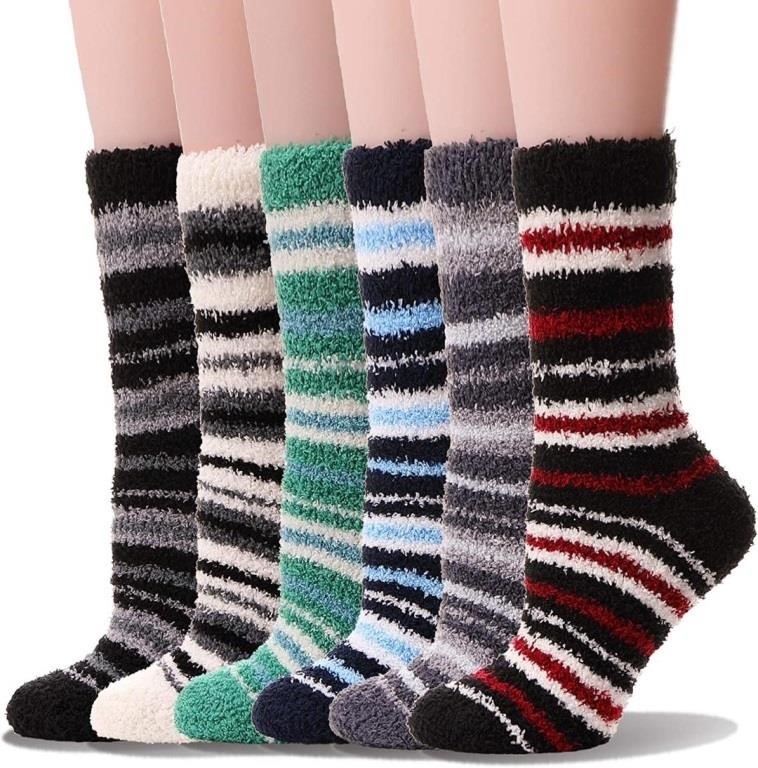 6PAIRS Unisex Fuzzy Non Slip Socks