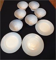Petalware Monax opalescent vintage bowls & saucers