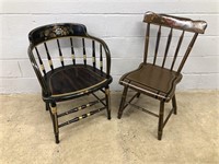 2 Painted Decorated Vtg. Chairs