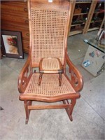 Maple Cane Rocking Chair & Footstool