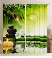 New,Green Bamboo Fountain Window Curtains Teens