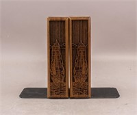 Canadian Laserwood Carved Bookends 2pc