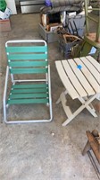 Beach Chair and small folding plastic table