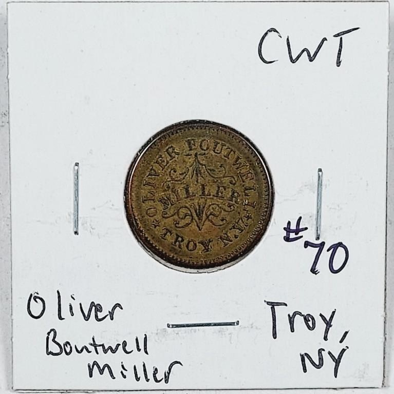 Oliver Boutwell  Miller  Troy, NY  CWT Token