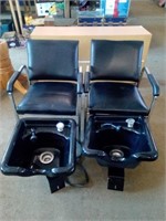 Two Reclining Salon Wash Station Chairs plus 2