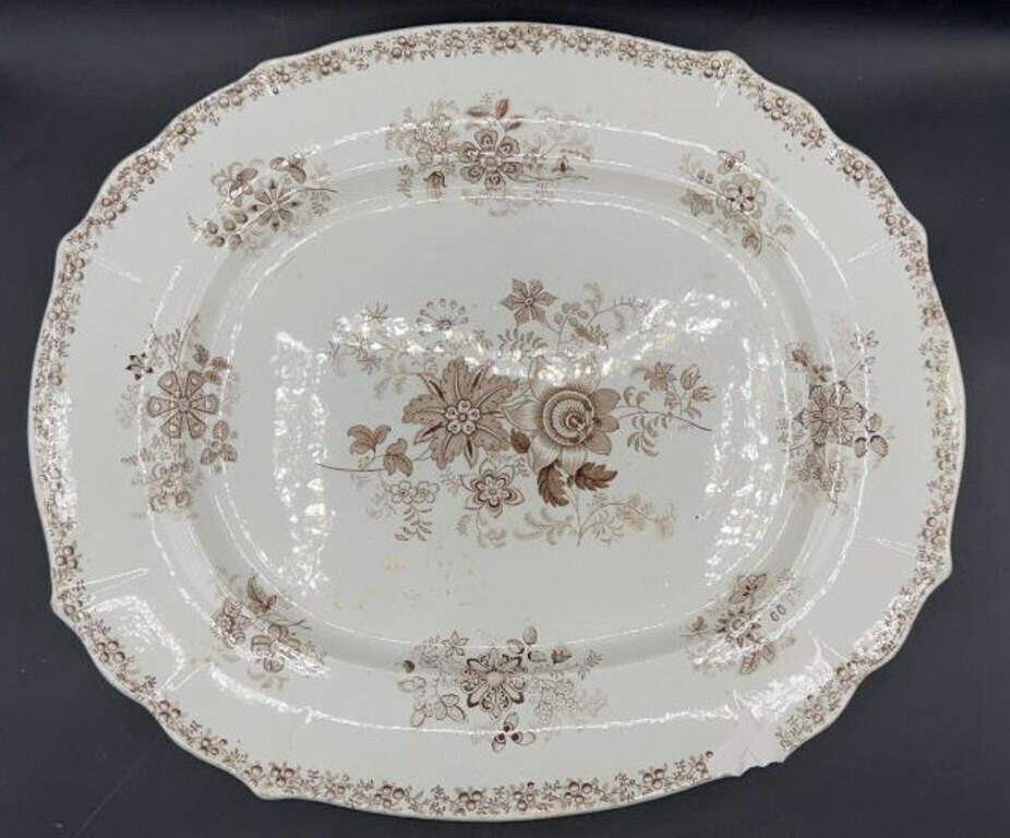 Antique Passion Flower Opaque Pearl China Platter