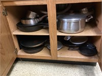 Assorted pots and pans, iron skillets, bakeware