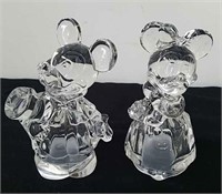 4-in Lenox lead crystal Mickey and Minnie figures