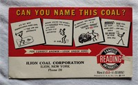 1939 Ilion Coal  Corp. Advertisement Card