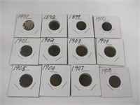 12 Indian head pennies 1897-1908 complete order