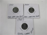 1943 1943-D 1943-S steel wheat back pennies