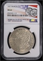 1921 MORGAN DOLLAR NGC MS-62